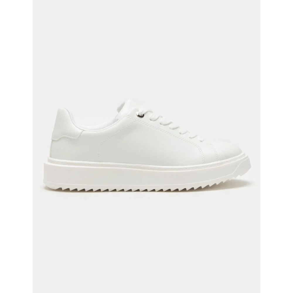 Women White Lace up Platform Sneakers Cushioned Low Top Soda Retain Size 6 - Picture 5 of 6